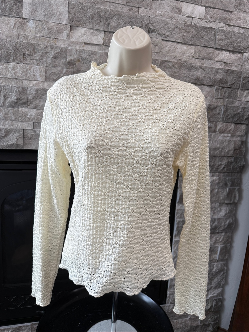 Elegant Cream Sheer Lace Women's Top